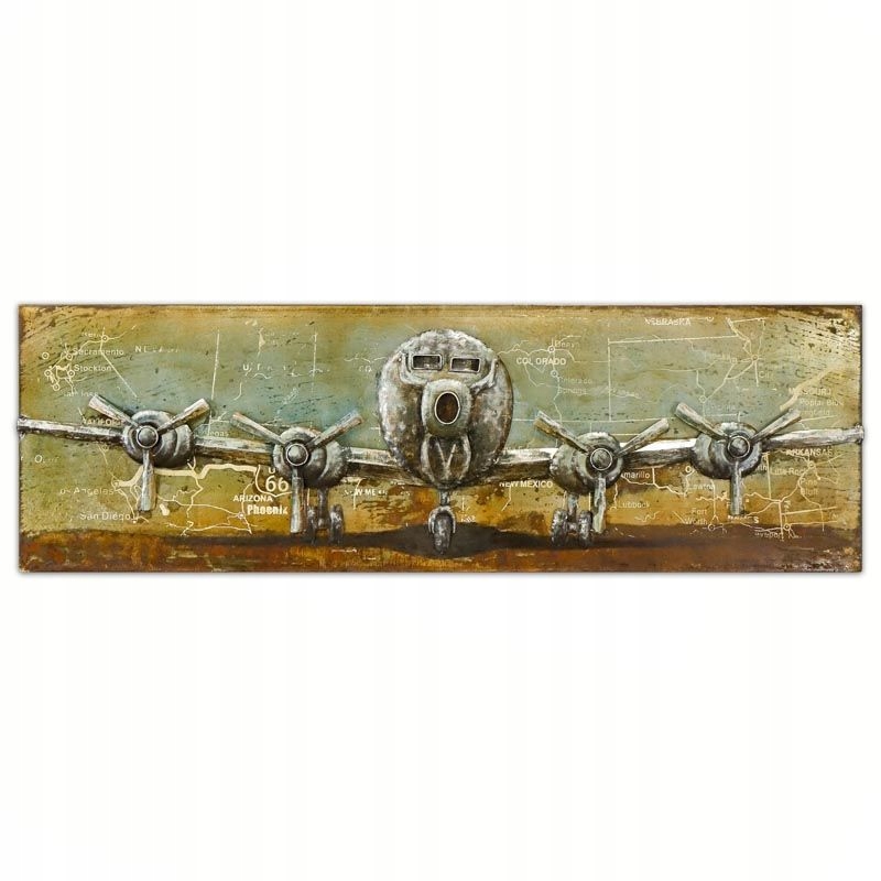 3D kovový obraz Loft Letadlo 2 180x56 cm