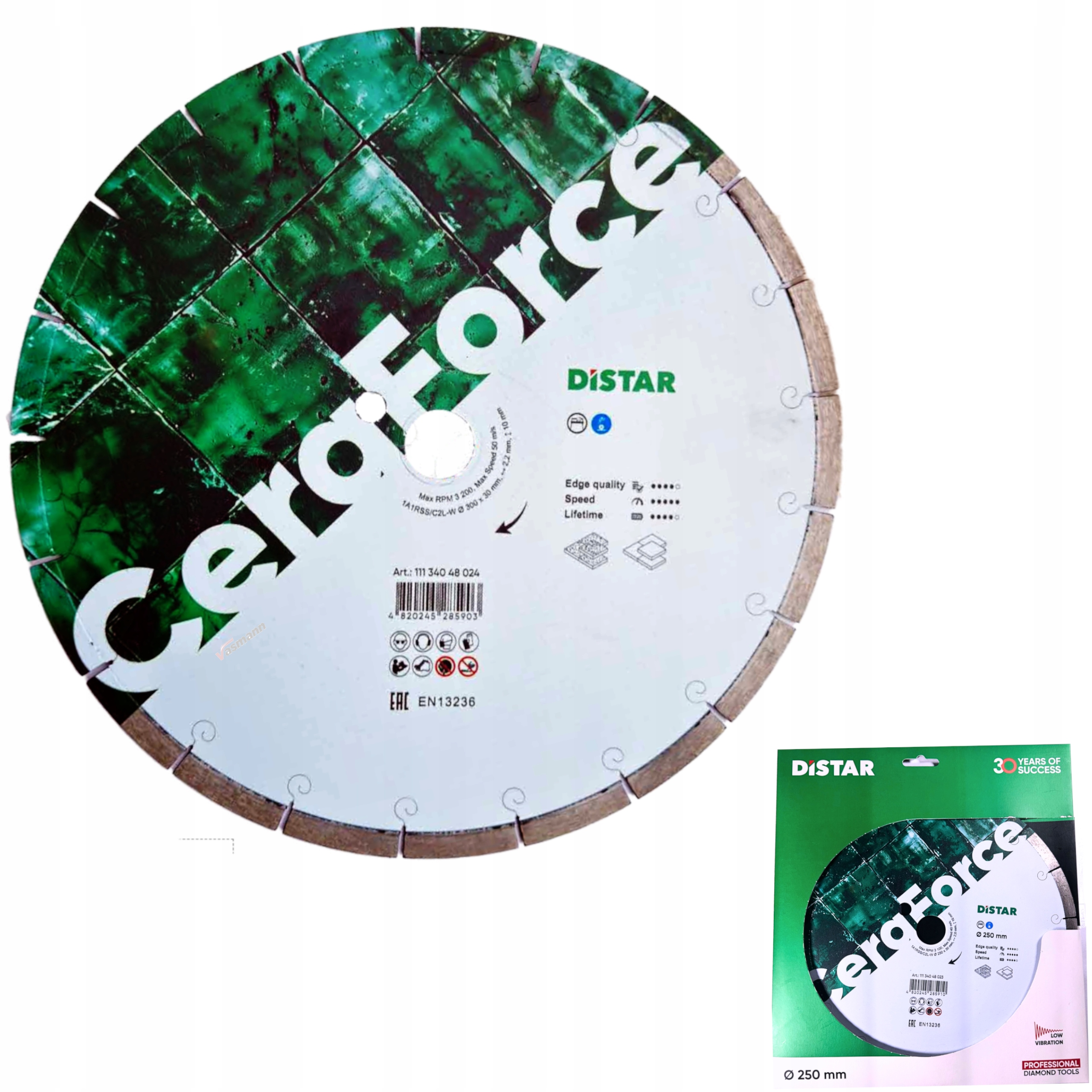 Diamantový kotouč CeraForce 250 mm, 30/25 mm Distar pro terasové desky Slinuté Dlažby