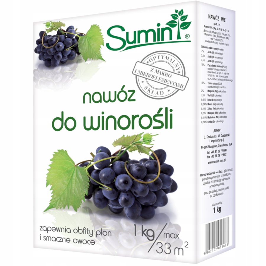 

Nawóz do winorośli 1 kg optymalny skład Sumin
