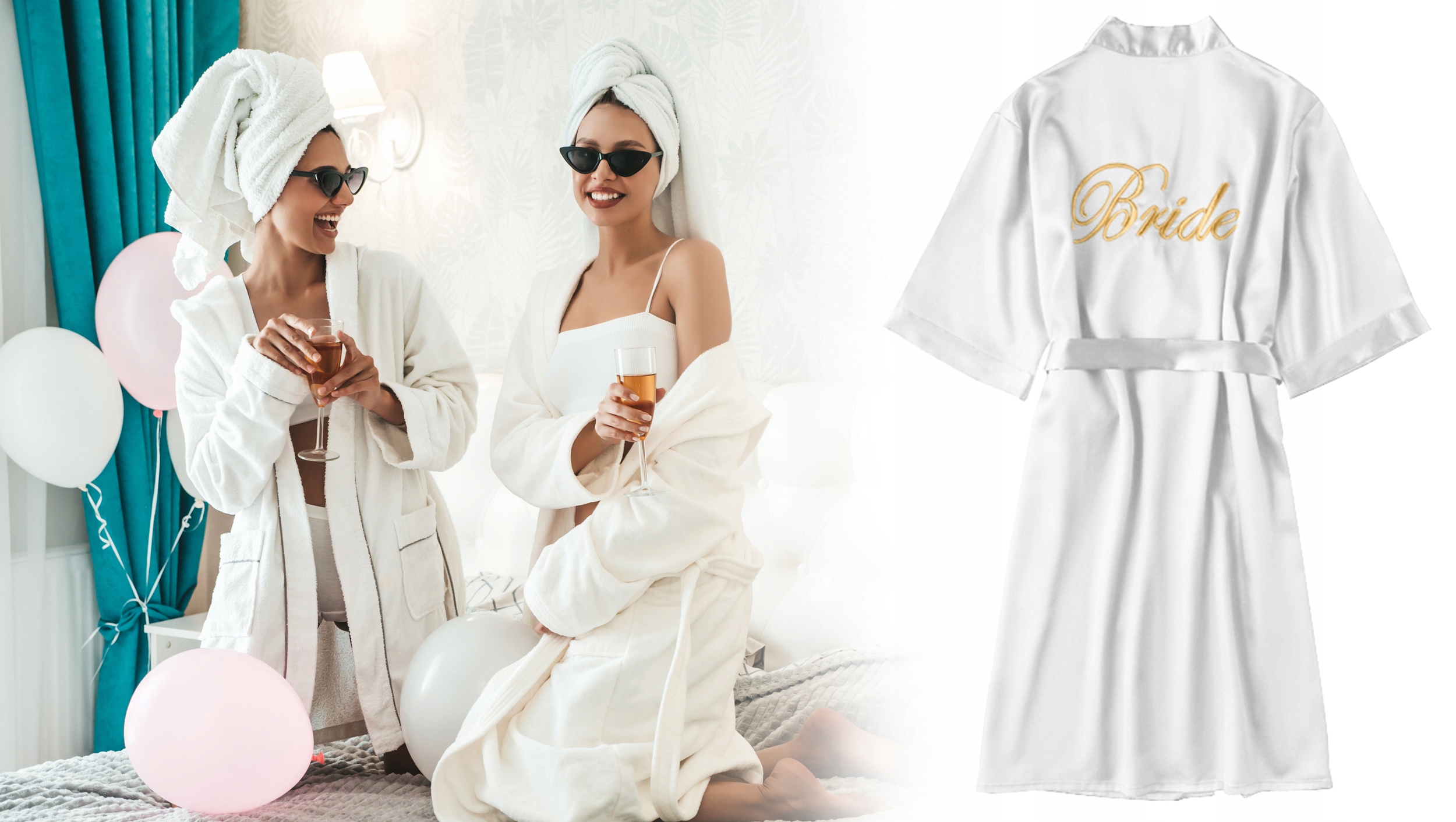 SZLAFROK PANNY MŁODEJ BIAŁY SATYNOWY LEKKI HAFTOWANY SZLAFROK PANI MŁODEJ S Długość do połowy uda