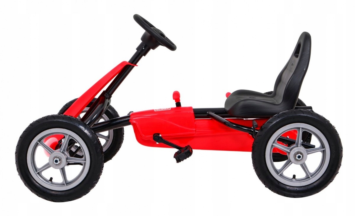 Gokart STAR na pedały dla dzieci 3+ Czerwony + Regulacja siedzenia + Pompow Szerokość pojazdu 60 cm