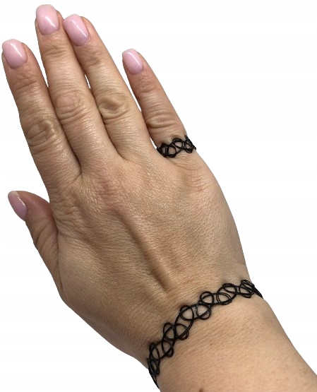 KOMPLET BIŻUTERII 3 szt CZARNY CHOKER BRANSOLETKA PIERŚCIONEK EMO PUNK Marka bez marki