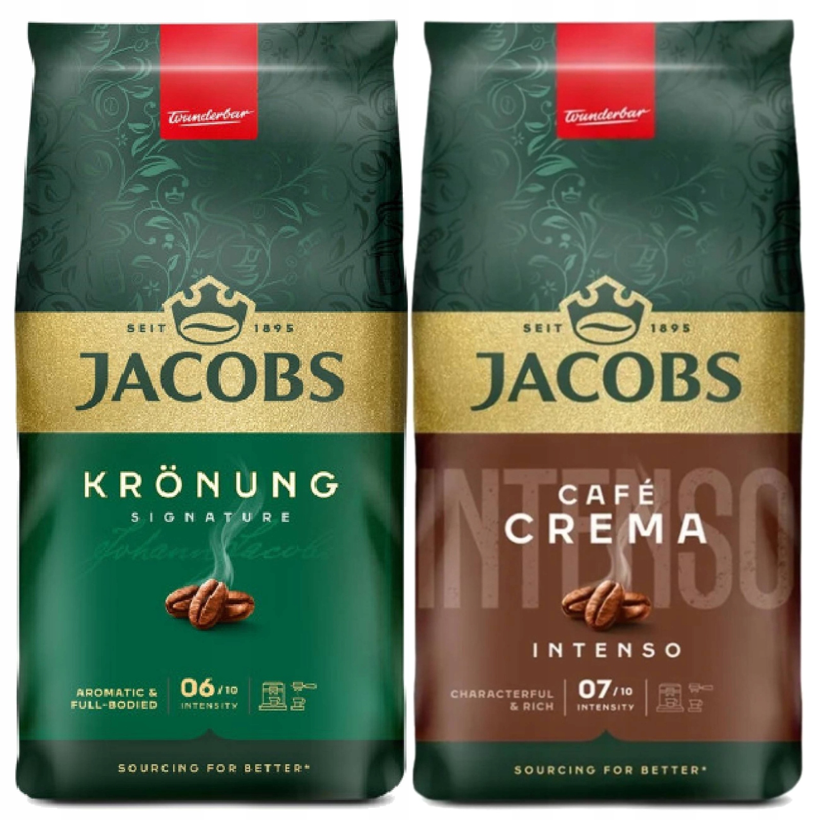 Levně Sada Káva zrnková Jacobs Kronung 1 kg Jacobs Cafe Crema Intenso 1 kg