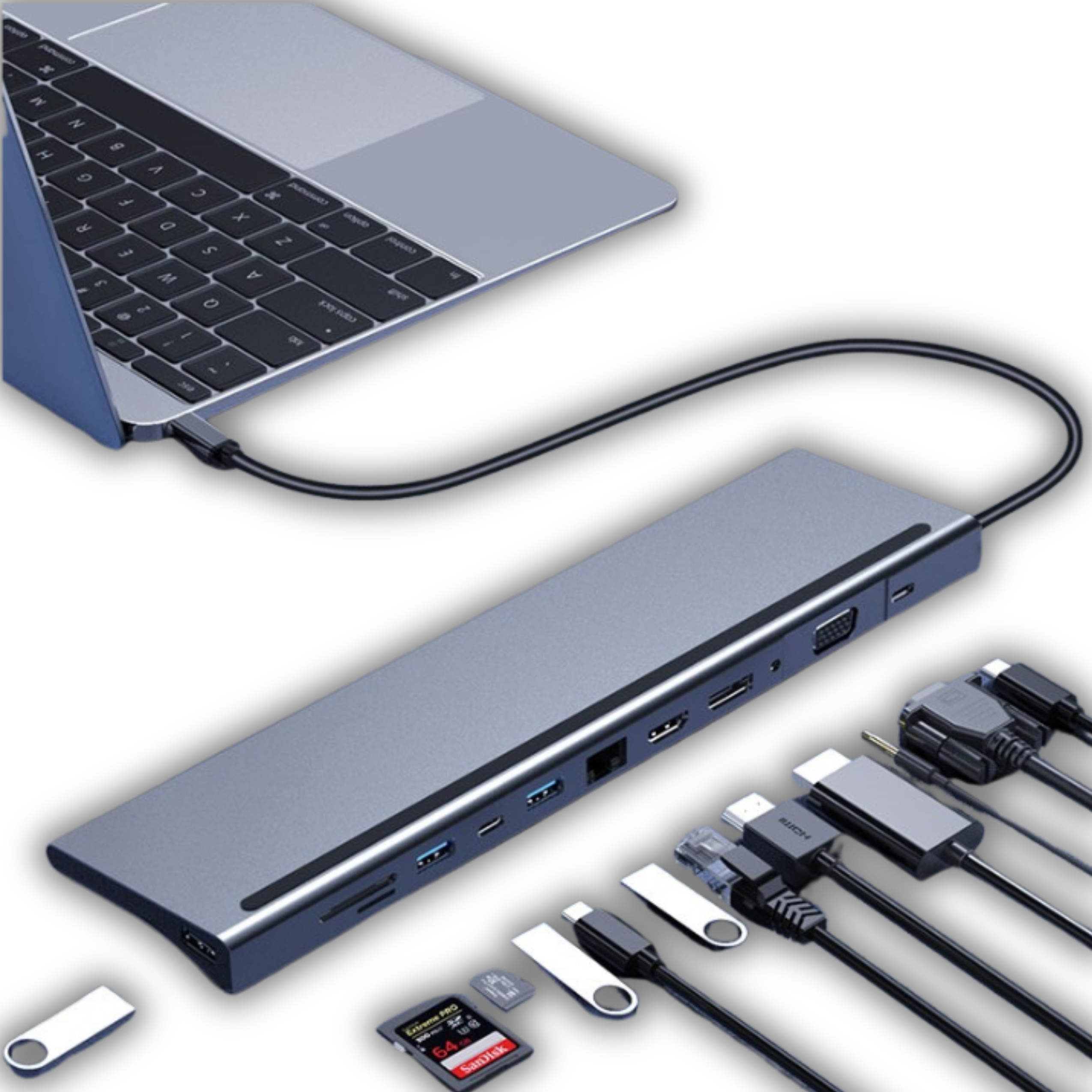 Rozbočovač Hub Usb-c 12v1 Hdmi Vga 3.0 5gbps Bounn RJ45