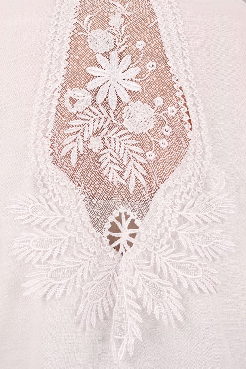 KOSZULA Z KORONKĄ NA PLECACH BAWEŁNIANA BOHO DUŻE ROZMIARY DŁUGA NA LATO Wzór dominujący bez wzoru