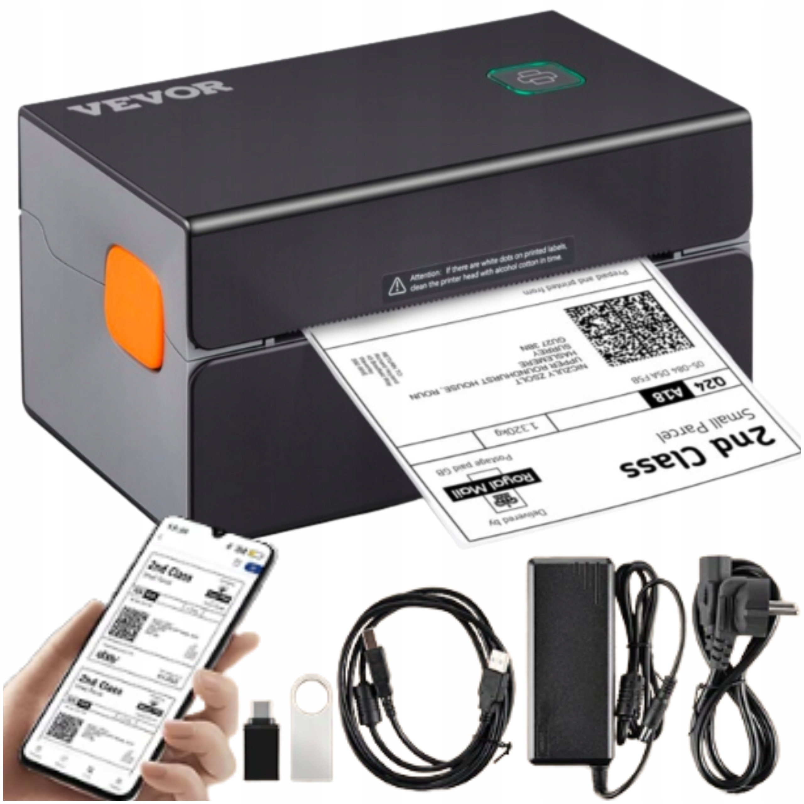 Drukarka Etykiet Samoprzylepnych Termiczna 300DPI 152mm/s Aplikacja Bt Usb