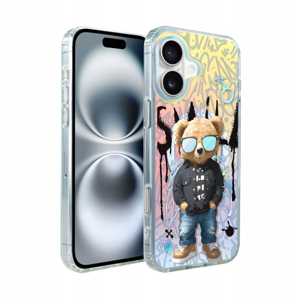 Pouzdro pro iPhone 16 Ibizu s MagSafe, měnící barvu, umělecký medvídek