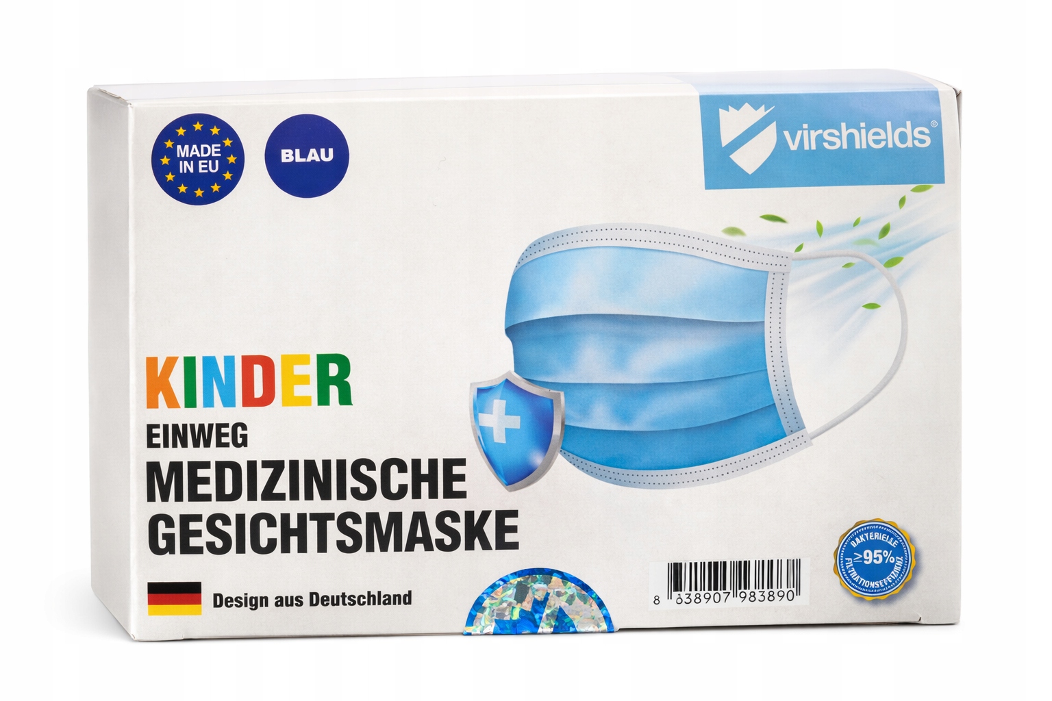 MASKA MASECZKA MEDYCZNA DZIECIĘCA TYP IIR 3-WARS. JEDNORAZ. NIEBIESKA 50szt