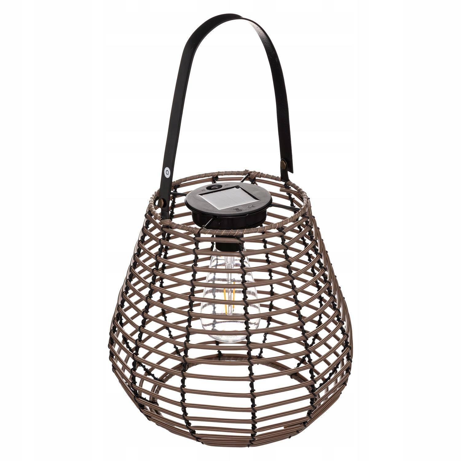 Lampion Solarny Ogrodowy Brązowy Metalowy Z Uchwytem Wiszący Viky 24X26 CM