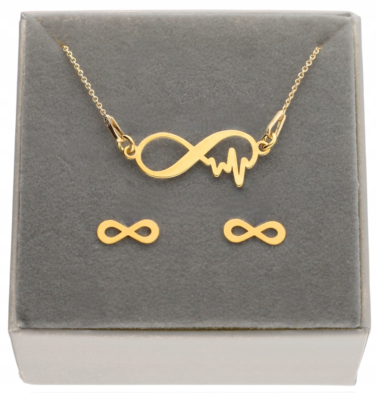 Zlatý komplet šperků nekonečno srdce života Gravírování
