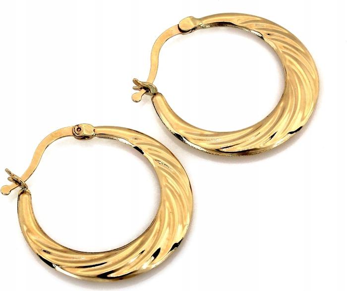 Elegantní jemné náušnice zlaté kruhy 29 mm klasické zlato 585 jako dárek