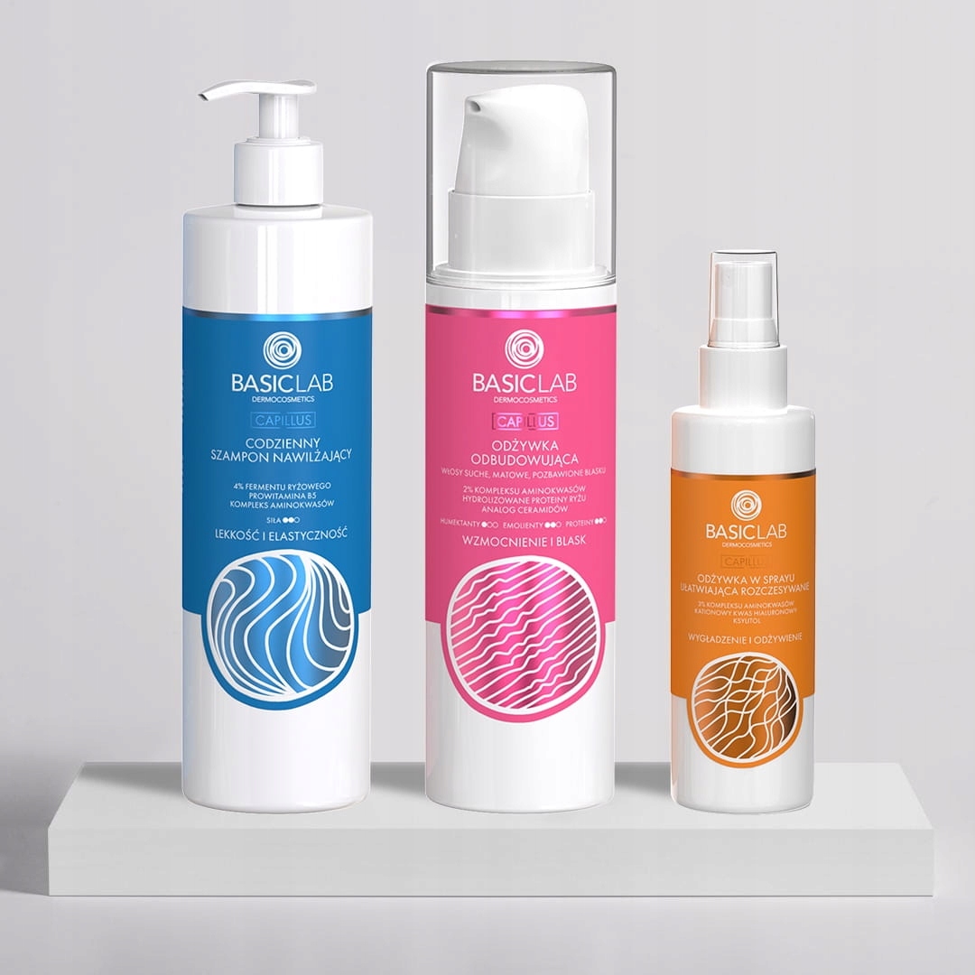 BasicLab Zestaw do Pielęgnacji Włosów Suchych i Zniszczonych 3 Produkty