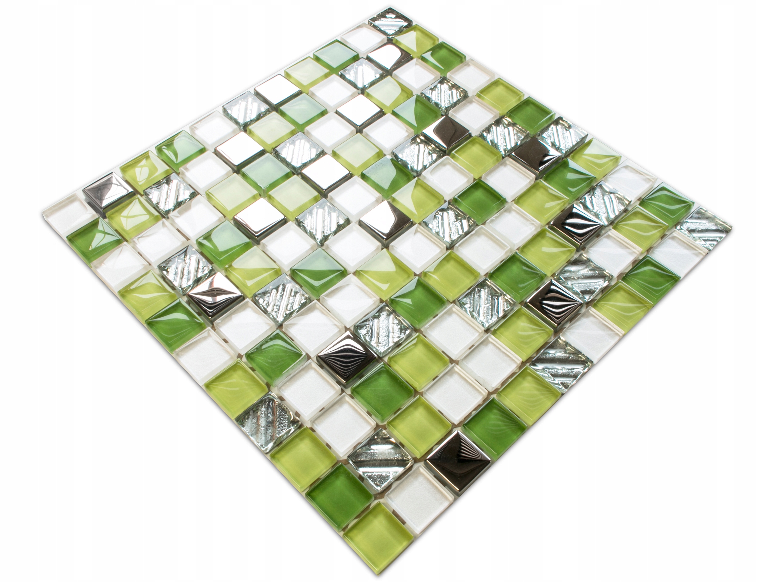

Mozaika Szklana Green Fashion Zielona Biała Chrom