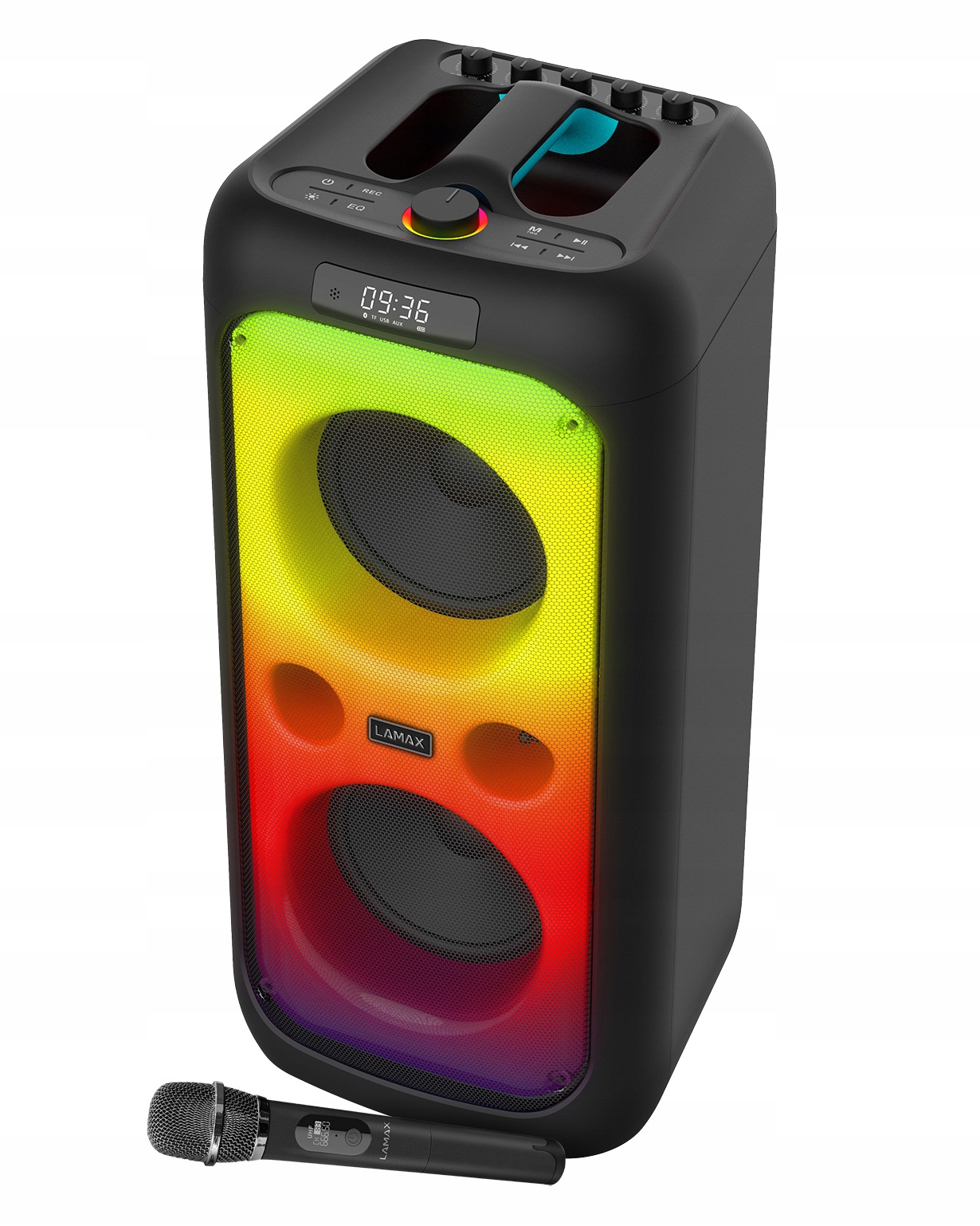 Velký reproduktor Karaoke Bezdrátový PartyBox Led Bt Power Bass Příslušenství