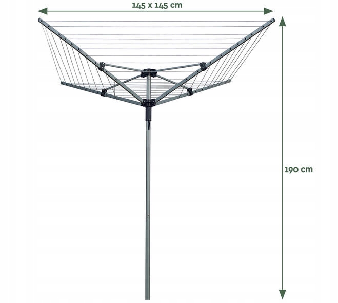 Suszarka ogrodowa na pranie 40m 190cm GRATIS kotwica i pokrowiec BRASQ Marka inna