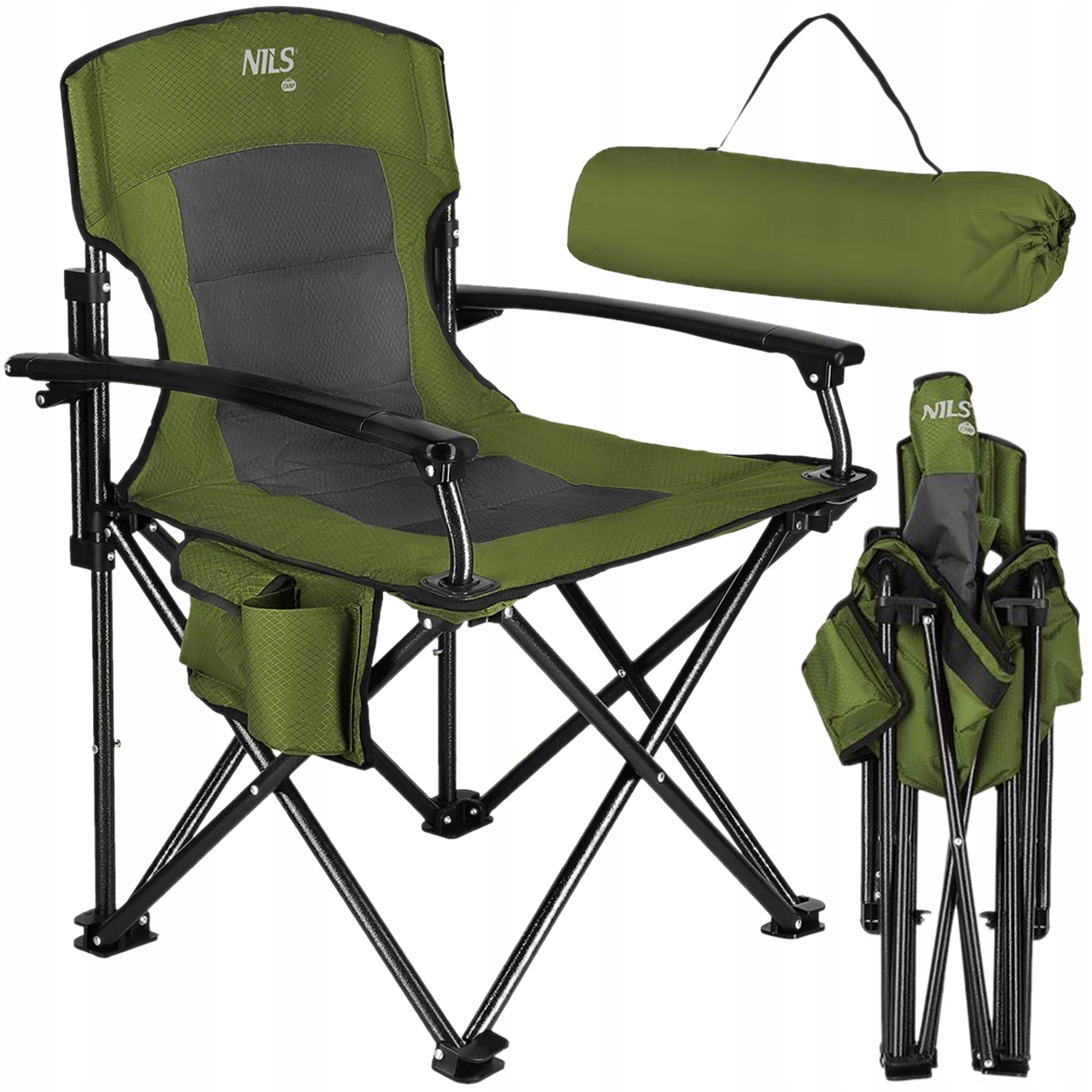 Krzesło Turystyczne Składane Wędkarskie Kempingowe Nils Camp Z Oparciem