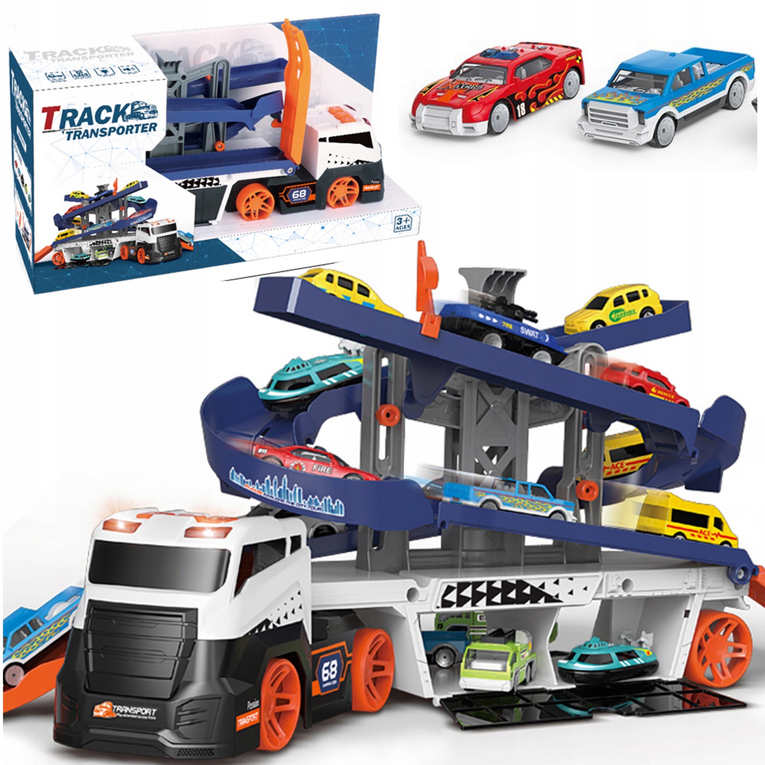 

Parking Tir z lawetą samochodziki światło dzwięk