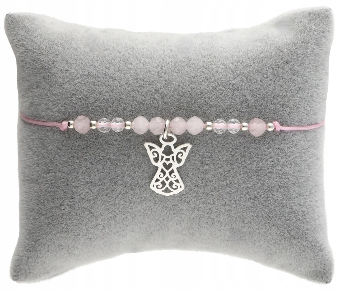 Stříbrný náramek Anděl Přírodní Kameny S Andílkem Stříbro 925