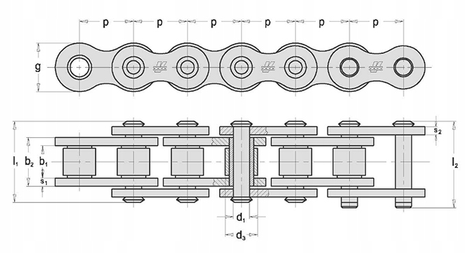Łańcuch rolkowy napędowy 1 rzędowy 08B-1 1/2" RETEZY VAMBERK Model 08B-1.RV