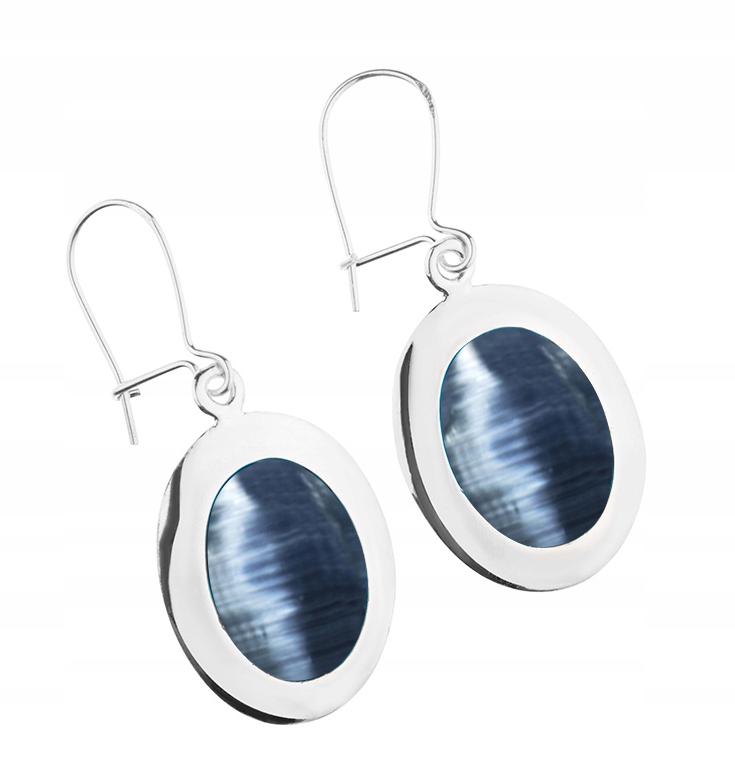 

Srebrne Kolczyki Owalne Uleksyt Szary pr.925!