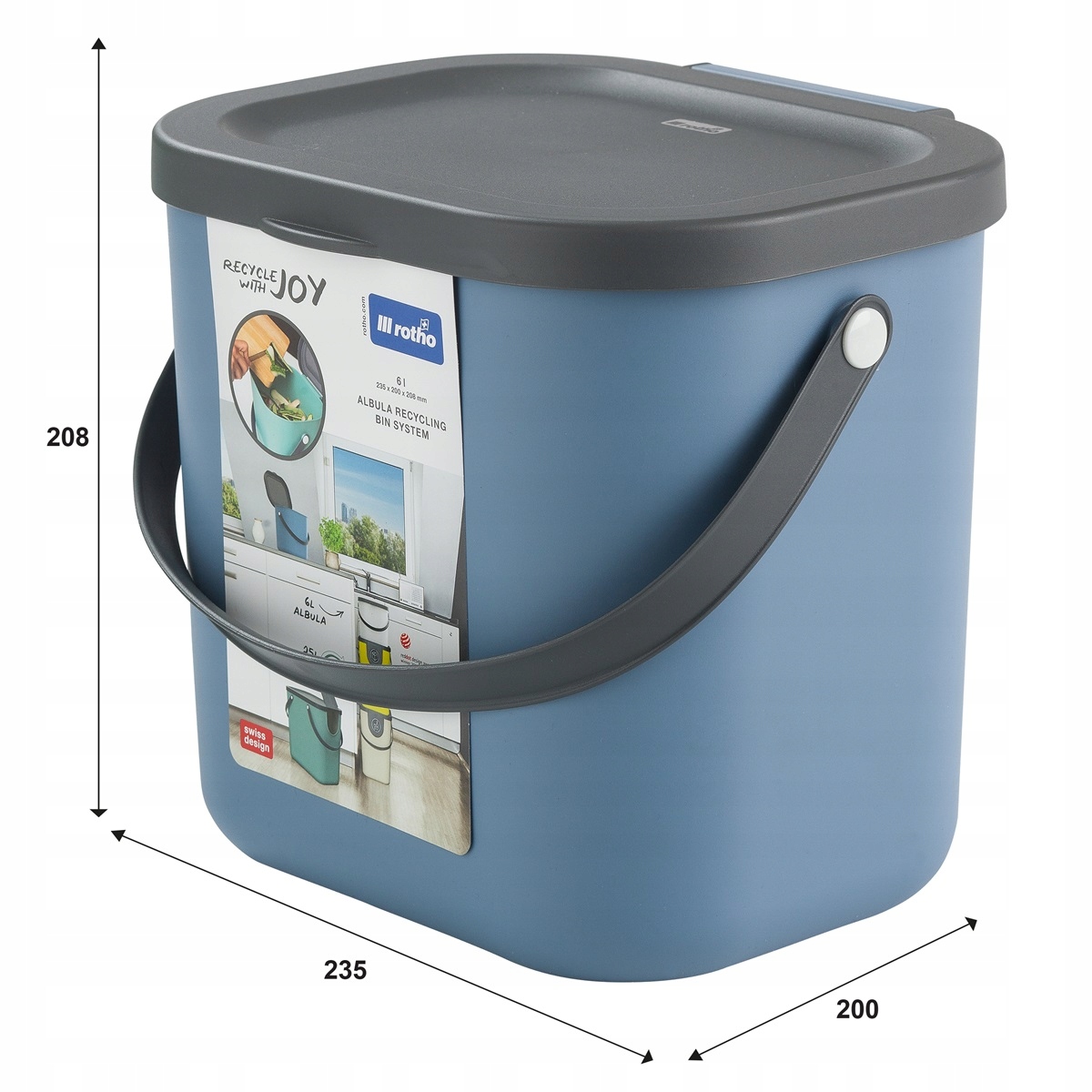 ALBULA Kosz, pojemnik, system do segregacji odpadów 6 L - ROTHO Kolor niebieski