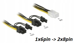 

Kabel zasilający Delock Pci-e 1x6pin -> 2x8pin