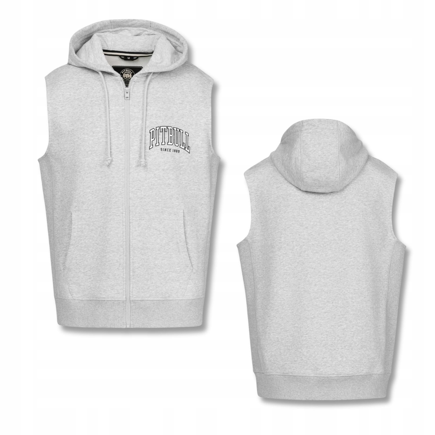 Bunda Bez Rukávů rozepínací s kapucí Pitbull Bavlněná vesta Badger XXL