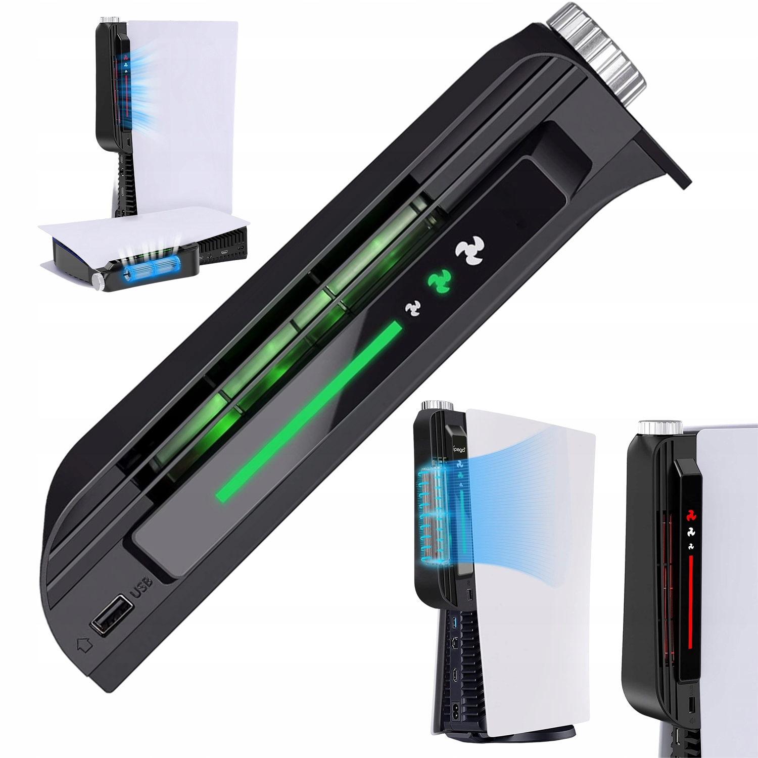 Wentylator Chłodzący PS5 Z Regulacją Obrotów Port Usb Wskaźnik Led