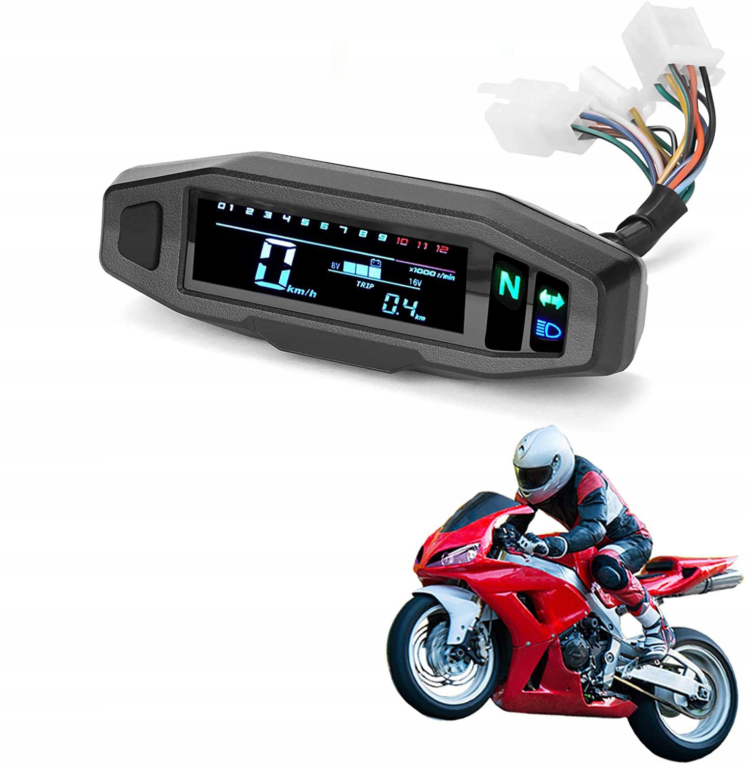 PRĘDKOŚCIOMIERZ DO MOTORA MOTOCYKLOWY LCD MINI Dopasowanie do pojazdu produkt uniwersalny