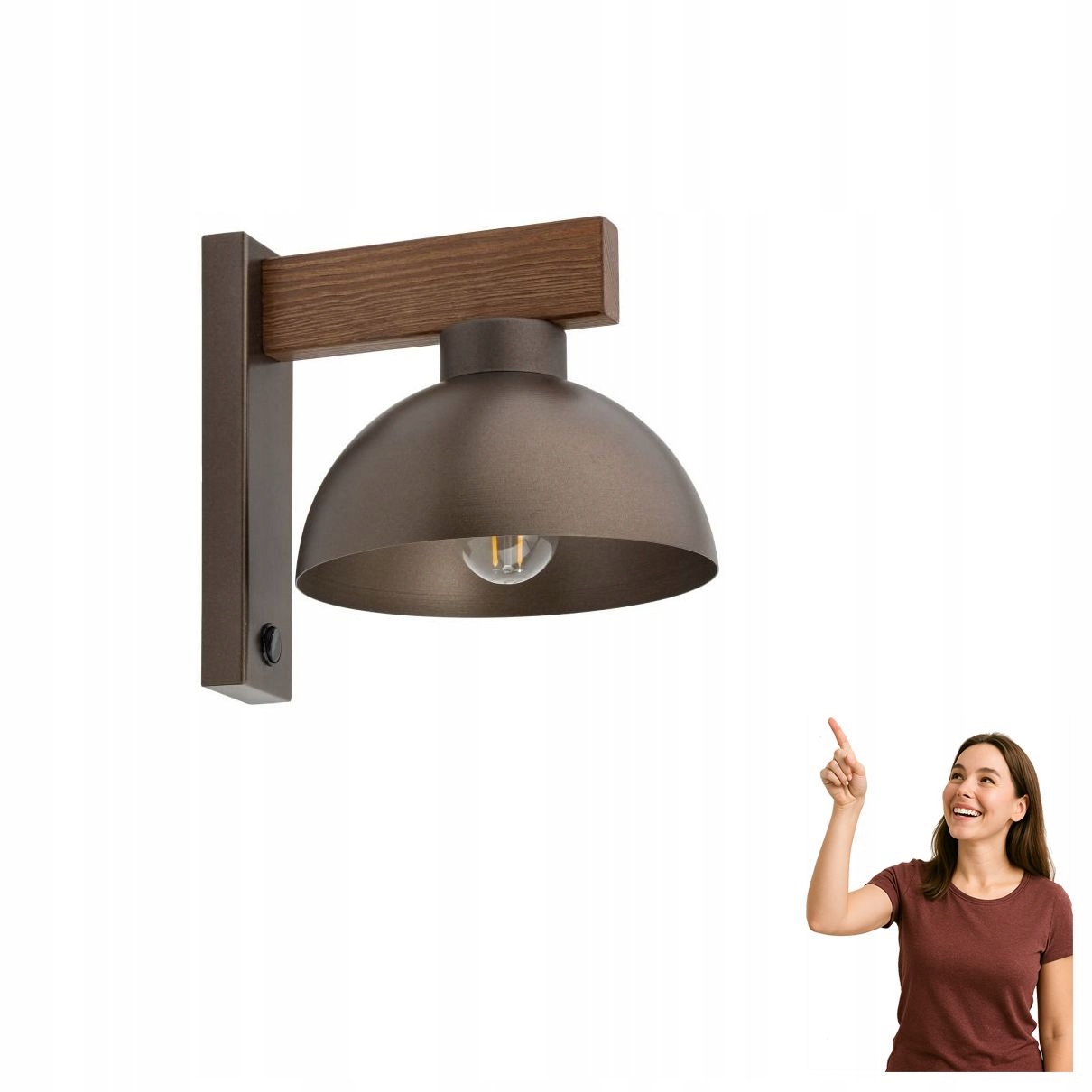 Nástenné svietidlo s vypínačom Oslo Brown 6279 Tk Lighting