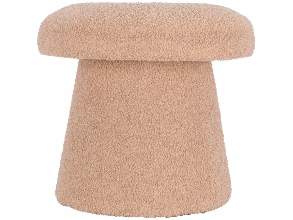 Okrúhly čalúnený puf Teddy v tvare boucle, 43 x 38 cm
