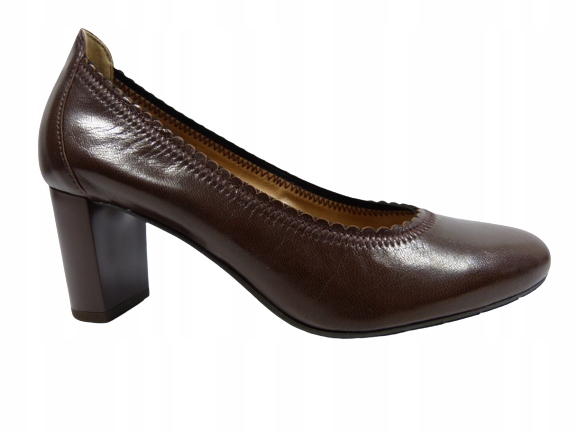 čokoládové polobotky dámské lodičky na stabilním podpatku kožené Sala 40,5