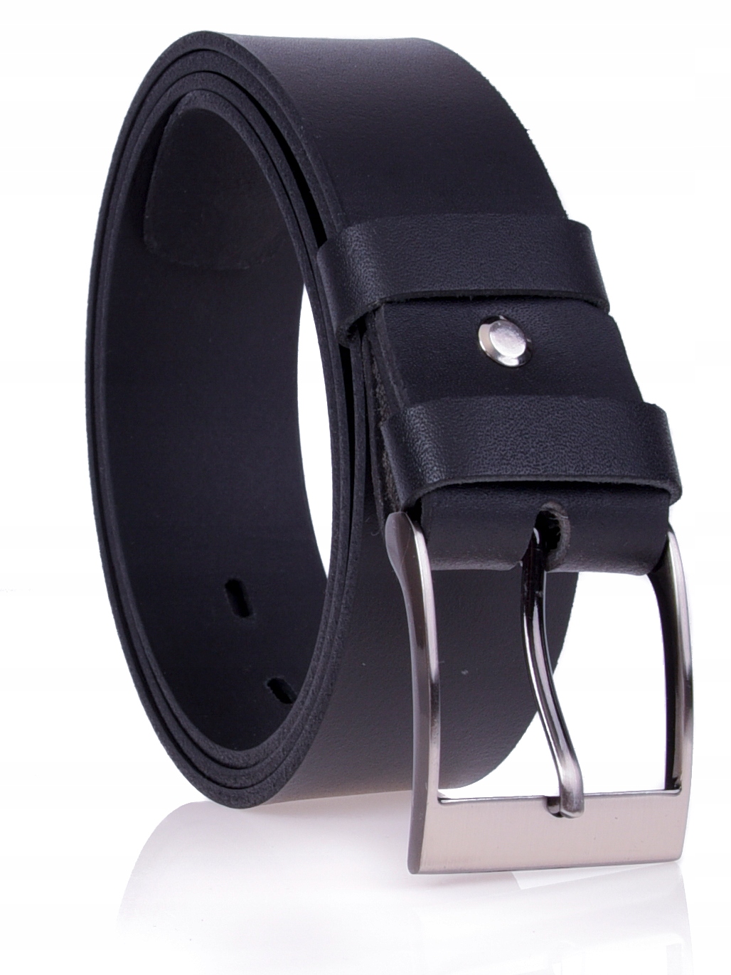 SKÓRZANY Pasek Męski 4cm Klasyczny Jeans CZARNY Marka Marconi