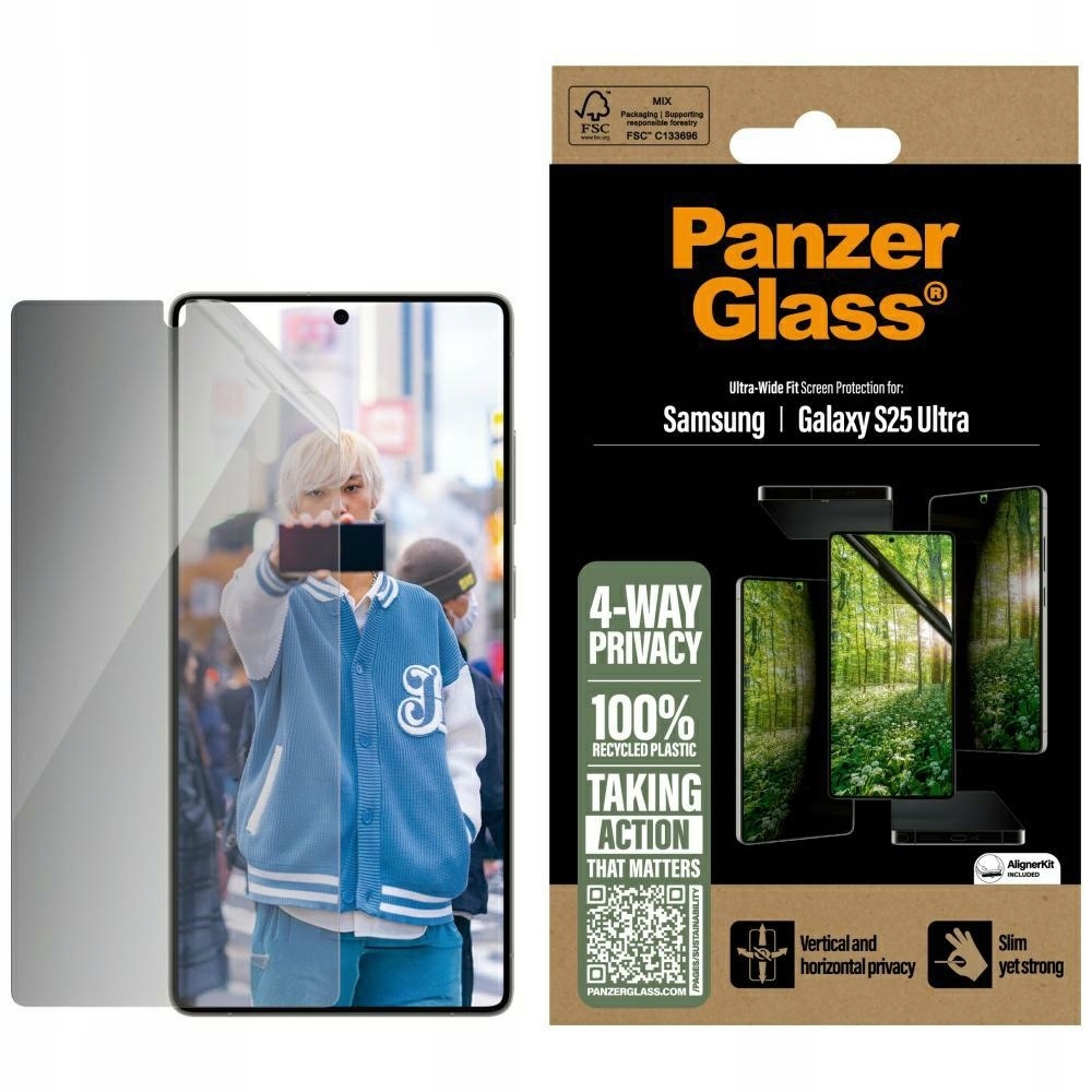 Sklo Panzerglass Eco Matrix S25 Ultra S Privátním Filtrem Ultra-wide Fit