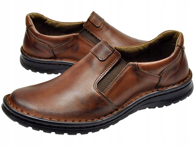 MĘSKIE POLSKIE MOKASYNY SKÓRZANE 515 RUDY 42 Rozmiar 42