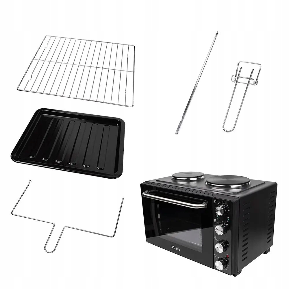 Mini Piekarnik Vesta EEO01 35L 2 elektryczne palniki Kamień do pizzy Rożen