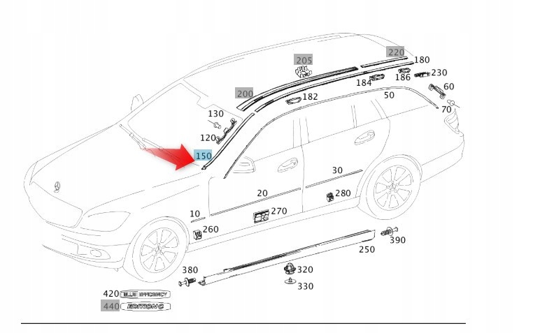Lišta Čelního Skla Mercedes C S204 Mercedes Oe A2046907362 9040