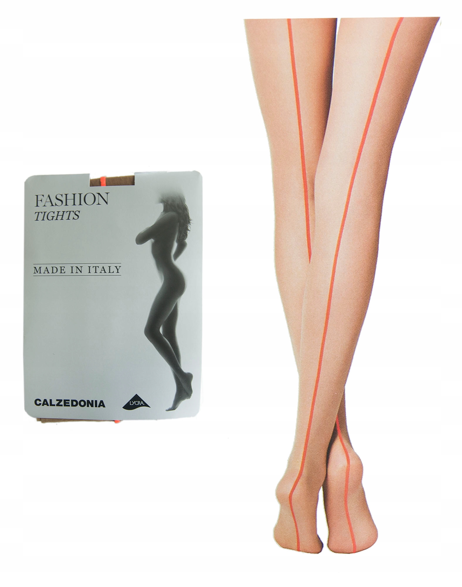

Calzedonia rajstopy beżowe czerwony szew 3/4 M/L