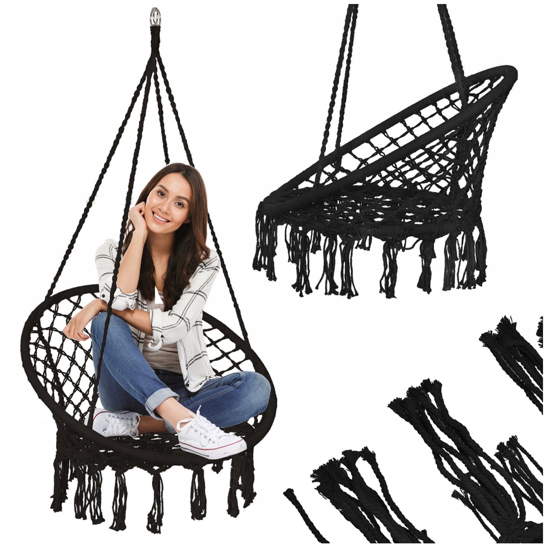 Závěsné Křeslo Zahradní Houpačka Čapí Hnízdo Boho Do Domu Zahrady 120 CM