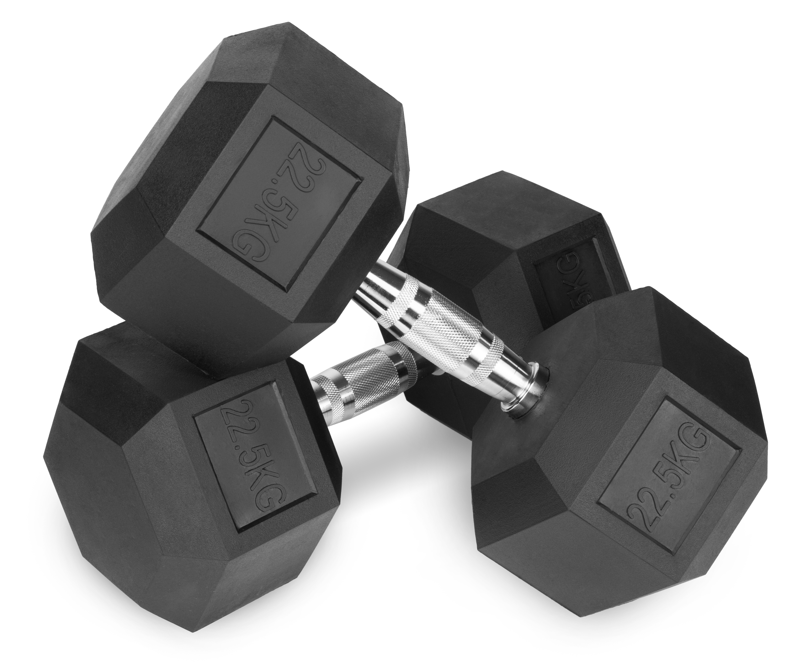 Hantla stała 22,5kg żeliwna gumowana 22,5kg HEX do treningu SOLIDNA