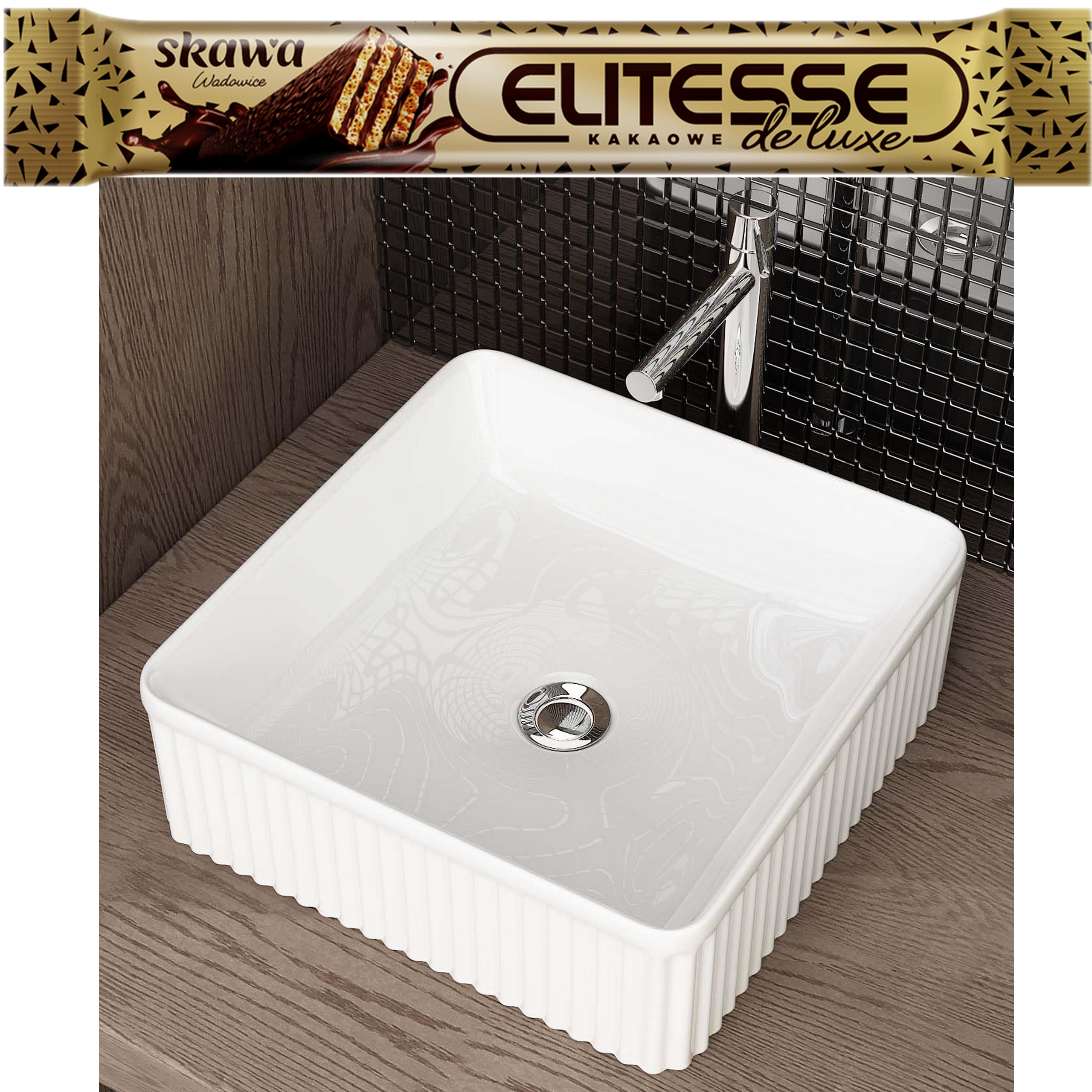 Umyvadlo na desku Waschbecken24 37x37x13 cm bílá lesklá Moderní nová