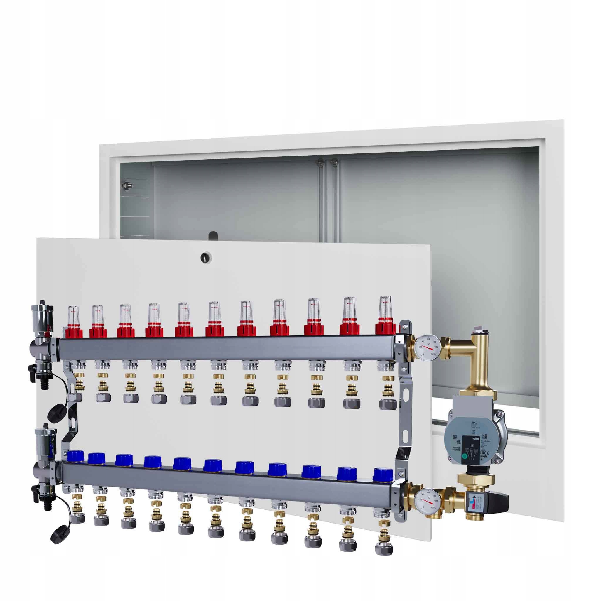 Nerezový rozdělovač pro podlahovku 11 čerpadlo Wilo podomítkový box+ Pex