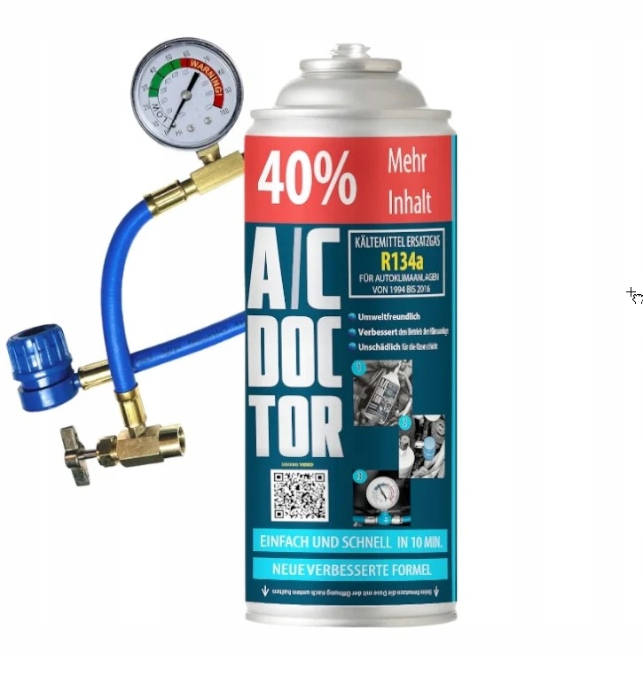 Ac Doctor Plyn pro nabíjení klimatizace R134a 626g XL Manometrový kabel A/c