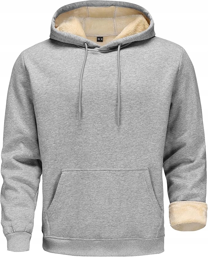 Pánská Mikina s podšívkou Hoodie s kapucí Mikina Fleecová Světle šedá vel. M