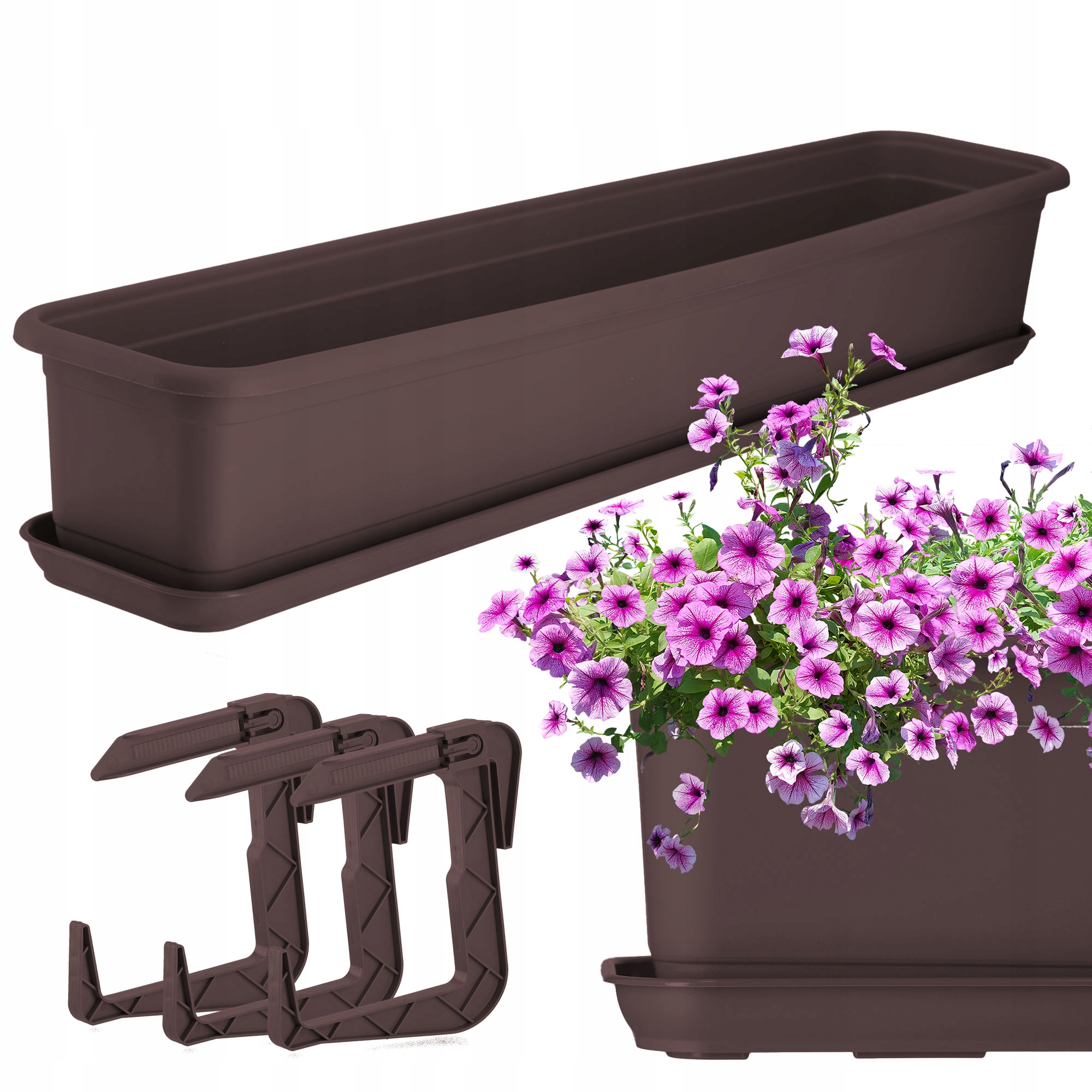 SKRZYNKA BALKONOWA DONICZKA 80cm Z UCHWYTAMI