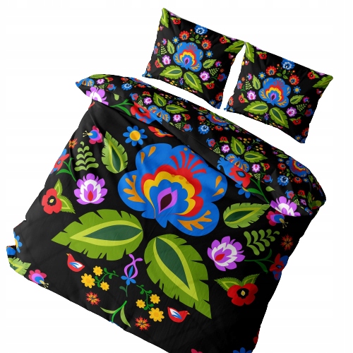 Čierna Lovecká Posteľná Bielizeň Folk Bavlna 200x220