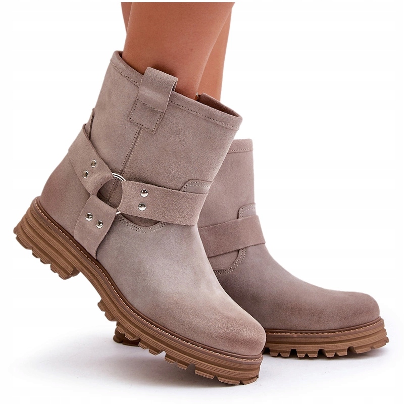 Dámské Kotníkové Boty Semišové S Plochým Podpatkem Na Zip Lewski 3610 Cappucino 38