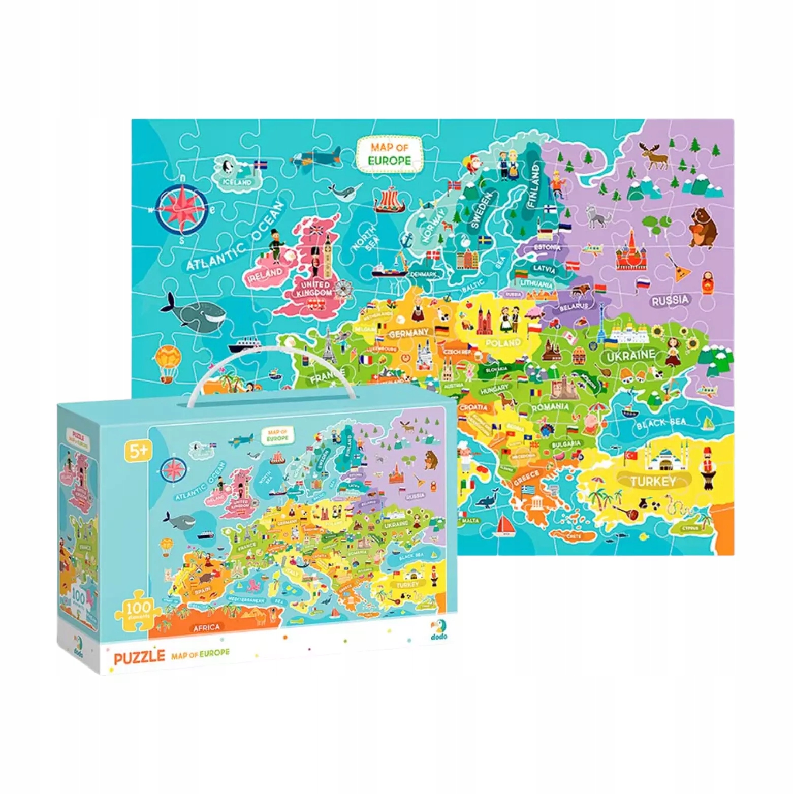 Puzzle 100 elementów. Mapa Europy (4820198240257) • Cena, Opinie ...