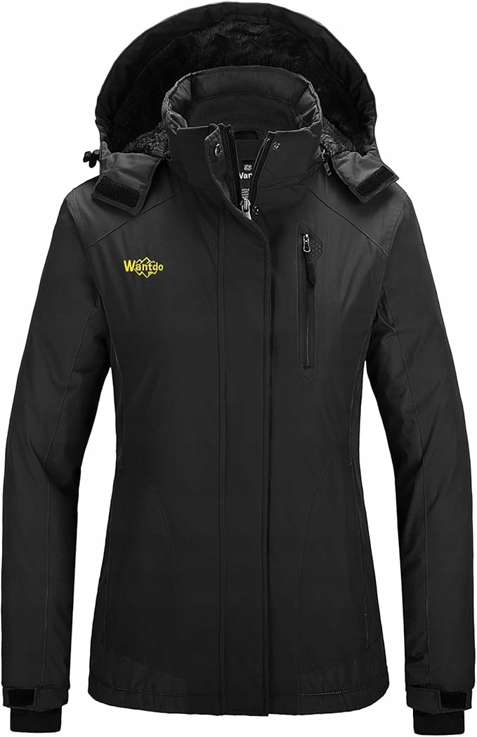 Wantdo Zimní Bunda Dámská Černá Sportovní Lyžařská Kapuce Velikost S