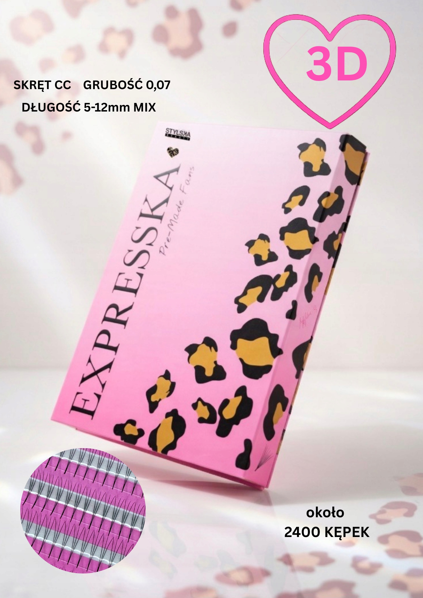 Gotowe kępki rzęs 3D/0,07/CC 5-12mm MIX (2400 szt) Stylska Beauty Expresska